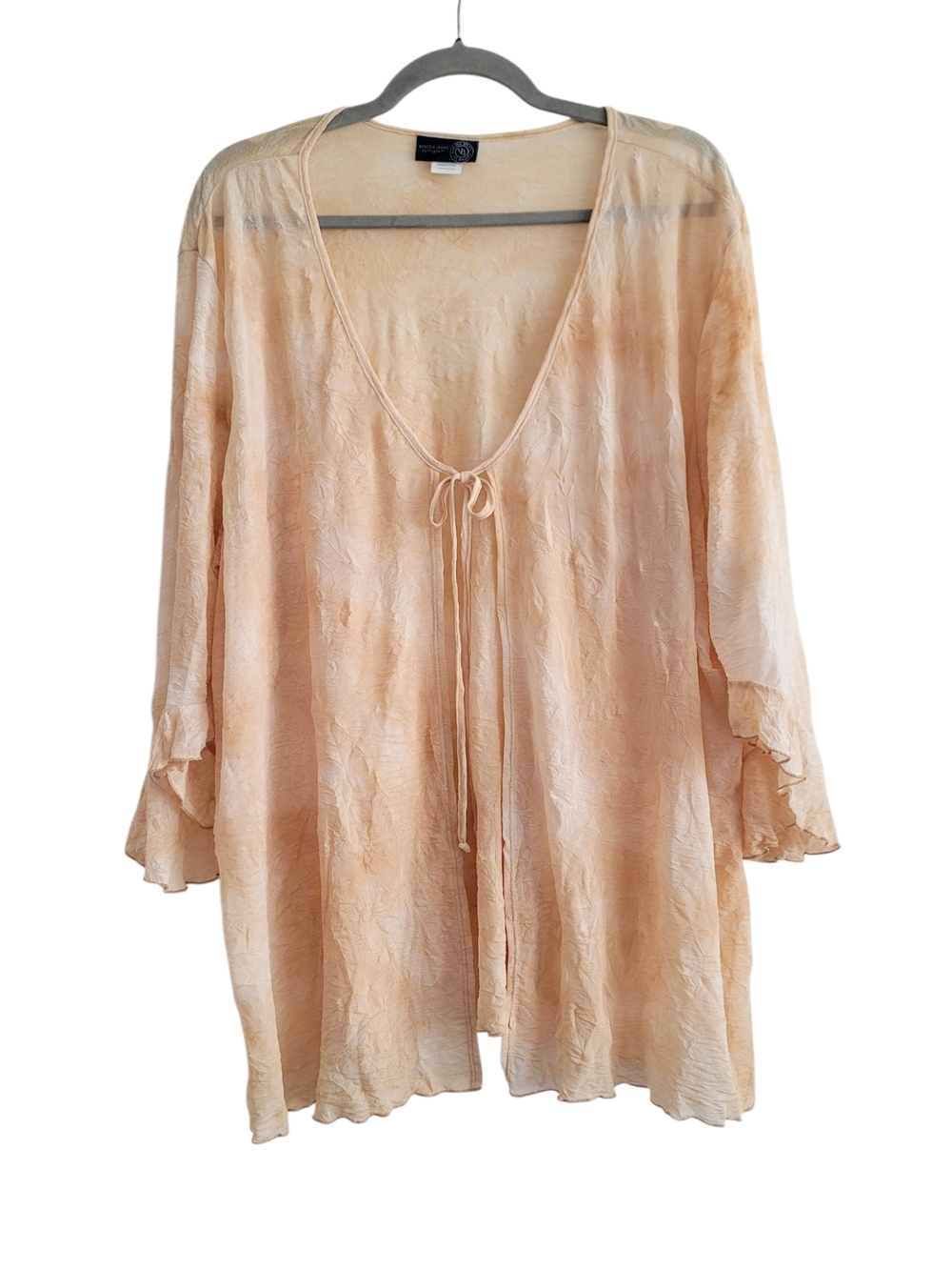 VTG Venezia Jeans‎ 26/28 Light Peach Tie-Front Sheer Tunic Cardigan Flowy